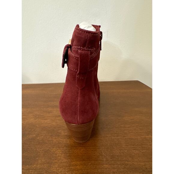 Diba Sleek Burgundy Suede Heeled Booties Size 6 New - Picture 4 of 7